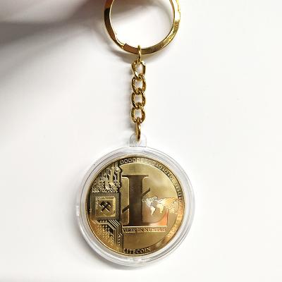 China Custom Metal Crypto Coin Gold Souvenir Engraved Collectible Gold Coin Cryptocoin Key Chain for sale