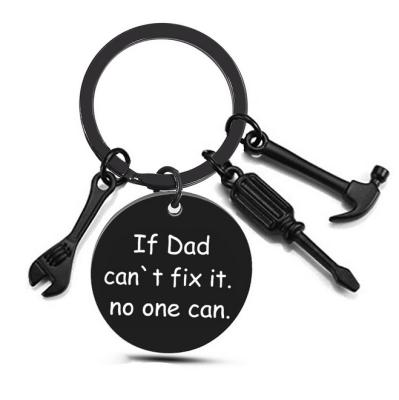 China Promotional Love Keepsake Crafts Father's Day Birthday Gift If Dad Can't Fix It No Box Tool Pendants Metal Alloy Key Chain for sale