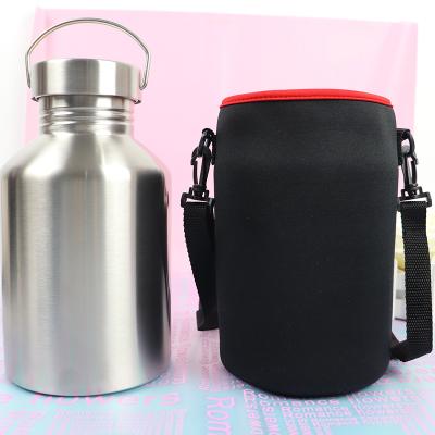 China Viable 304 stainless steel outdoor sports single layer bottle with cloth cover portable large capacity mountaineering cold water bottle for sale