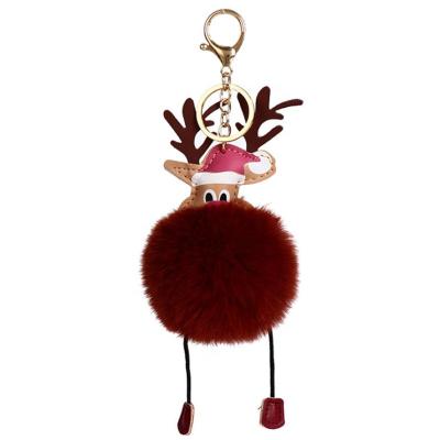 China 2021 Christamas Decoration Christmas Decoration Supplies Christmas Ball Key Chain Other Christmas Ornament Pom Pom Key Ring for sale