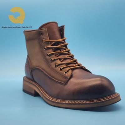 China Fashion Trend 2022 OEM Factory Wholesale Custom Logo Top Grain Genuine Leather ZIP Winter Snow Boots Thickened Thermal Martin Boots For Men for sale