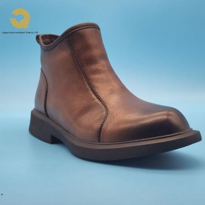 China Fashion Trend 2022 New Arrival Top Quality Top Grain Genuine Leather Plush Thickened Thermal Winter Chelsea Boots for men for sale