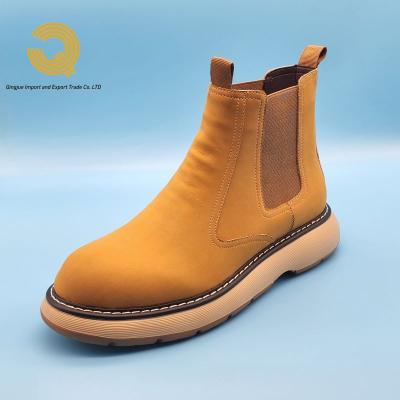 China Fashion Trend 2022 New Arrival Top Quality Top Grain Genuine Leather Plush Thickened Thermal Winter Chelsea Boots Men for sale