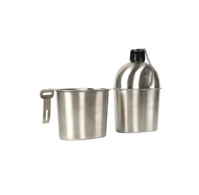 China 202stainless steel army canteen drinking water food canteen product cup stainless steel military plastic canteen for sale