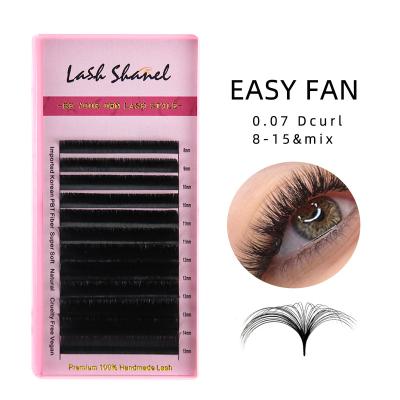 China Soft/Softer Natural/Light Weight/Durable/Stable Curl/Fluffy Private Label/Volume Fans 8-20mm Length 0.03 0.05 0.07 Russian Volume Camellia Auto Fan Lashes Blooming Easy Fanning Eyelash Extensions mega for sale