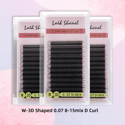 China Soft / Softer Natural / Light Weight / Durable / Curl / Stable Fluffy / Three-leaf 0.07 W 3d 4d 5d Clover Bundle W3D Pbt Volume Wick 0.05 Volume Fans Korean Fluffy Crisscross Extensions custom lashes soft light for sale