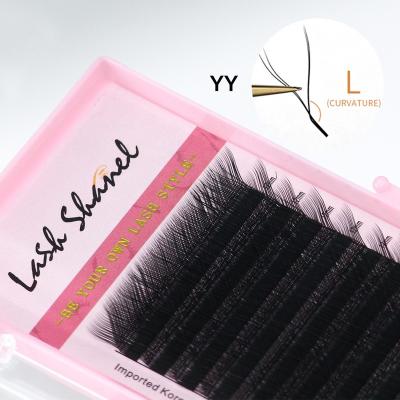 China Soft/Softer Natural/Light Weight/Durable/Stable/Soft High Quality Curl L Curl Yy Fluffy/Volume C D Private Label Fans Lashes YY W Premade Fan Yy Eyelash Extensions Korean Easy Seller Pbt volume fan for sale