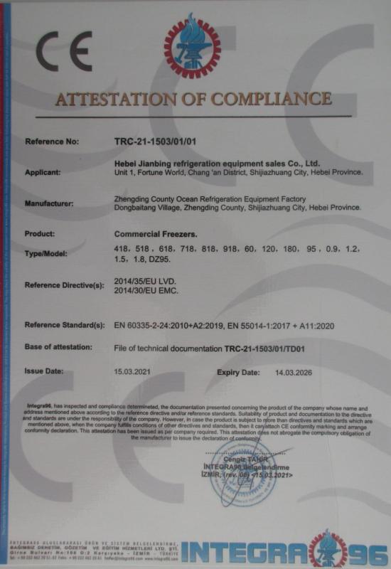 CE - Hebei Jianbing Refrigeration Equipment Sales Co., Ltd.