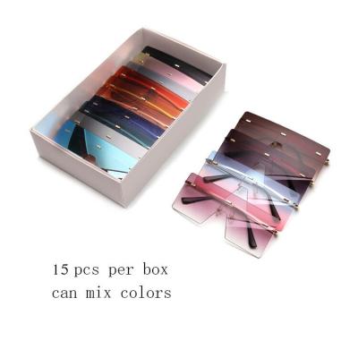 China Fashion SKYWAY Sunglasses Free Shipping Eyewear 15 Packs Can Mix Colors To Shape Women Oversized Sun Glass Square Gradient Rimless Sunglasses for sale