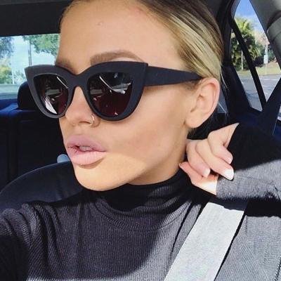 China Fashion Sunglasses Brand Designer New Cat Eye Women Sunglasses Tinted Color Glass Vintage Shaped Sun Glass Female Eyewear for sale