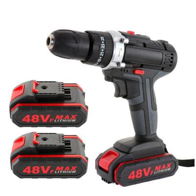 China LED Operate Tool Light Li-ion Cordless Impact Hand Drill Brush 48VF ​​Rechargeable Impact Drill 2500rpm 25nm Electric Power Cordless Drill for sale