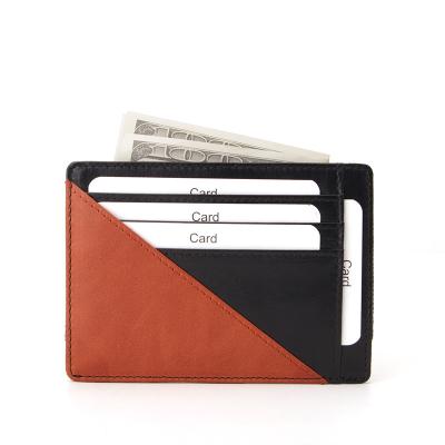 China Fashion Women Men Genuine Leather Minimalist Slim Safe RFID Protected Anti Blocking Wallet HB for sale