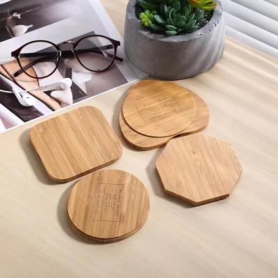 China Wireless Charger With LED Time Display Qi Cell Phone Custom Wooden Bamboo Wireless Charger Around Square Heart Shape Radio Filling Portable For Smart Phone for sale