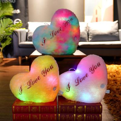 China Wonderful Factory Wholesale Creative Multi Color Flash 35CM LED Soft Heart-shaped Stuffed Pillow Heart Shaped Light Up Toys Gift for sale