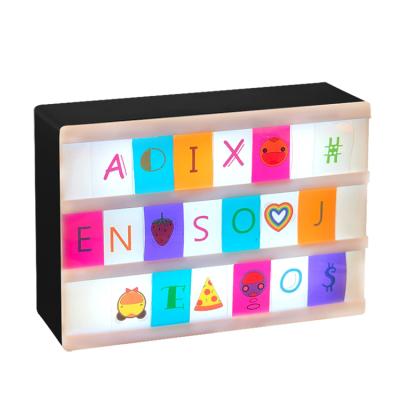 China Diy Wonderful Wholesale Cute Free Combination Factory Gift Cinematic Light Box With Letters And Box Led Light Luminous Toys For Children for sale