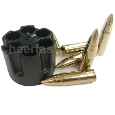 China Gift Viable Bullet Father's Day Steel Cooling Whiskey Gold Shaped Metal Stones Set for sale