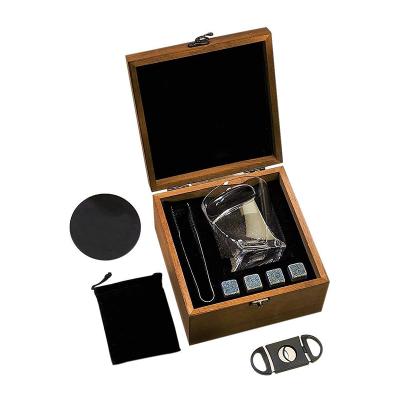 China New Arrival Viable Whiskey Cube Holder Cooling Stone And Glasses With Wooden Box Whiskey Granite Rock Ice Stone Gift Set for sale