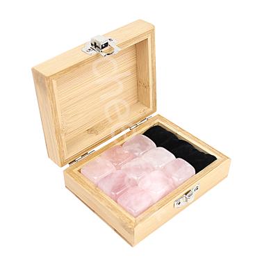 China Perfect Color Cooling 9pcs Rose Quartz Whiskey Stone Gift Whiskey and Wine Set Cooling Stone Have Box Bamboo Package Included Velvet Bag for sale