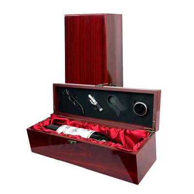 China Good Quality MDF Bottle Red Wine Wooden Gift Box Simple Portable Glossy Wooden Red Wine Gift Box for sale