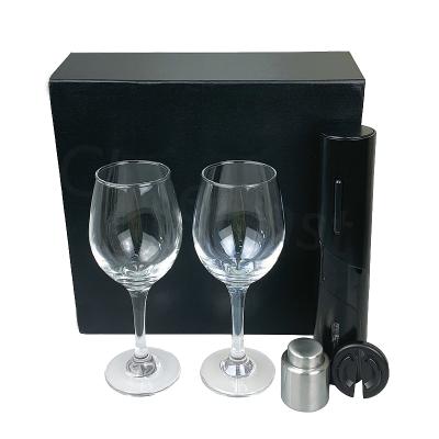 China Best Viable Selling Wine Corkscrew Glasses Black Magnetic Gift Box Wine Bottle Opener Set Electric for sale