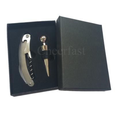 China Perfect Viable Christmas Gift Wine Corkscrew Opener and Stopper in Black Gift Box for sale