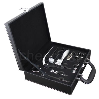 China Viable 9pcs accessories included Leather Box Rabbit Wine Bottle Opener and Custom Gift Box Rabbit Corkscrew for sale