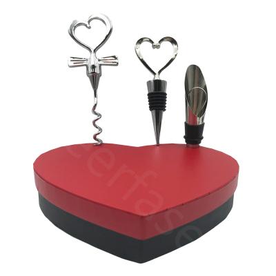 China Viable Scientific Design Wedding Gift Box Heart Shaped Set and Wine Bottle Opener Set for sale