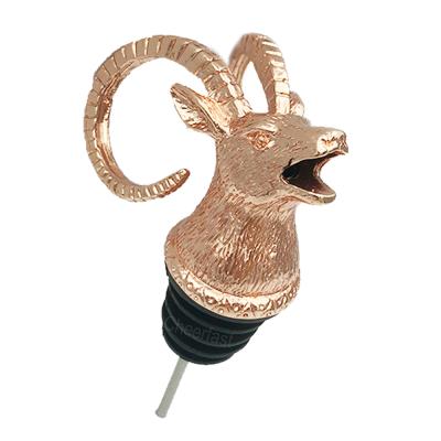 China Hot Saling Viable Zinc Alloy And 304 Stainless Steel Metal Animal Mounted Gold Color Sheep Wine Silicone Head Stopper For Wine Pourer for sale