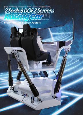 China 6 DOF Three Screen Vr Car Racing Simulator Double Seats for sale