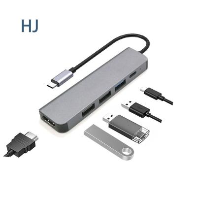 China Keyboard 5 in1 Type C USB Hub 3 USB 4K HD-MI Data 5Gbps with PD Charging Docking Station Universal USB C Hub for Laptop Macbook for sale