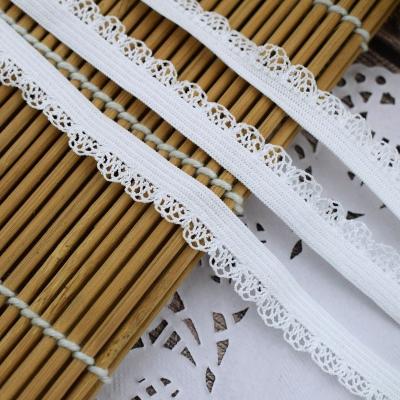 China Viable White Color 11mm Scallops Lace Trim Bra DIY Elastic Webbing Sewing Bands for sale