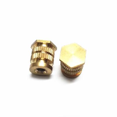 China Water Treatment OEM Plastic Hexagon Insert Brass Nut M3 M4 for sale