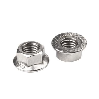 China Heavy Industry Stainless Steel Flange Nut With Tooth Hexagon Anti Slip Flange Nut for sale