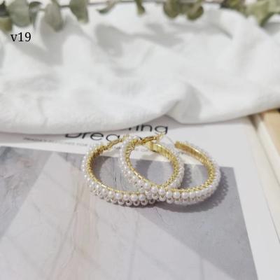 China Environmentally friendly 925 pearl earrings silver wild fashion needle sale exaggerated large circle earrings for sale