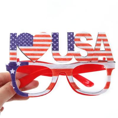 China Creative Plastic+nonwovens USA Independence Day Party Decoration Glass Hats Hats Gifts Toys Adult Children Country Flag Glasses for sale