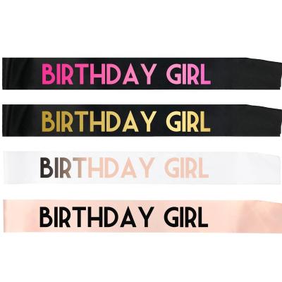 China 160*9.5cm Amazon Direct Birthday Party Decorations Foil Letter Satin BIRTHDAY GIRL SASH for sale