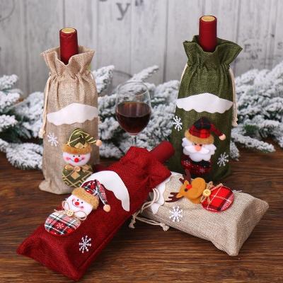 China Wholesale Canvas Wine Bottle Accessories Christmas Wine Bottle Bag Canvas Cover for sale