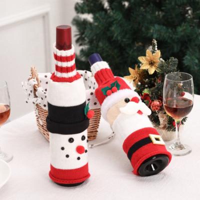 China Fashion New Arrivals Christmas Wine Bottle Champagne Knitted Sleeve Cover Decoration for sale