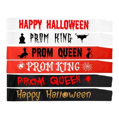 China 2021 Creepy Halloween Prom King Of Spooky Party Decorations Queen Satin Sash for sale