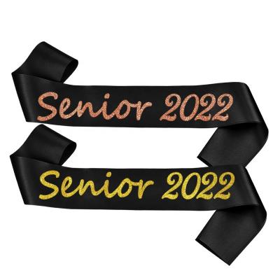 China Satin Belt +Polyester Hat Amazon SENIOR 2022 Direct Custom Glitter Satin Sash Finally Graduated Sash for sale