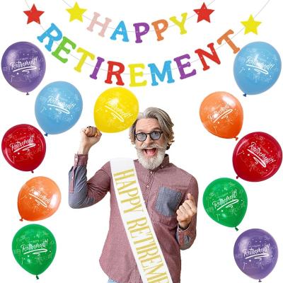 China Beautiful Colorful Wholesale Colorful Happy Retirement Banner with Latex Balloons and Retirement Sash Kit for Man Women Retirement Party Supplies for sale