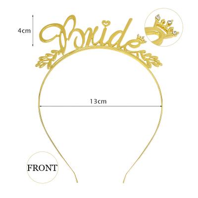 China Hen party bachelorette party rose gold hair accessories alloy headband material rhinestone bride crown tiara for sale