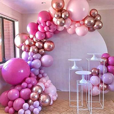 China Wholesale Decoraive Wedding Birthday Party Gender Reveal Metallic Macaron Foil Latex Balloon Set Garland for sale