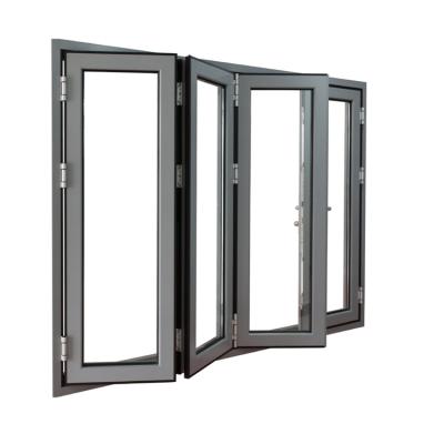 China Aluminum screen tempered glass windows local window horizontal folding bifolding aluminum bifold window for sale