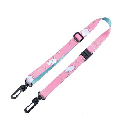 China Pink Sublimation Facemask Lanyard Custom Safety Adjustable Detachable Polyester Lanyard for sale