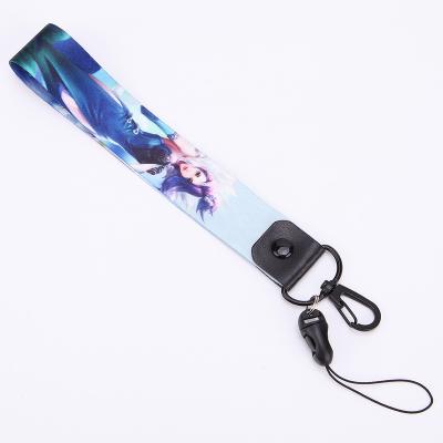 China Phone Fashion Embroidery Shorts Strap Textile Wrist Band Key Chain Lanyard With Olecranon Carabiner for sale