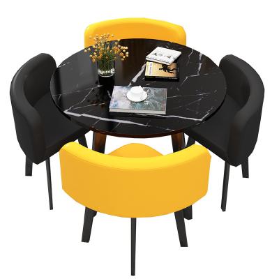 China CT11 Contemporary Distritbutor Preferred Price Cheap Price PU Dining Room Furniture Hotel Breakfast Tables With 4 Chairs For Home for sale