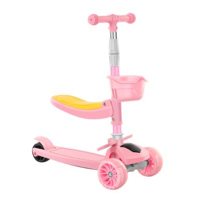 China Factory Price Child FANDING Four in One Walker Kids Kick Scooter Baby Push Scooter with Three PU Snap Wheels for sale