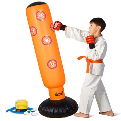 China Martial Arts Boxing FANDING Kids Inflatable Sandbag With Stand Free Standing Punching Bag For Karate Taekwondo With Return Bounce for sale