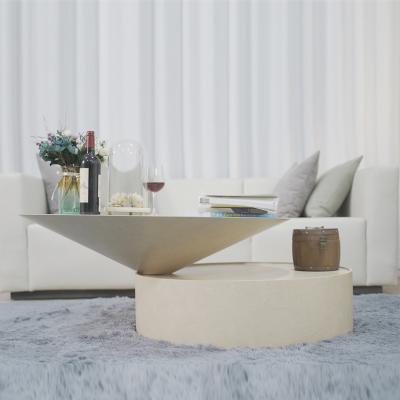 China 2021 New Design 2021 Wooden Home Living Room Furniture Rest Area Luxury White Coffee Table Customized Side Round for sale